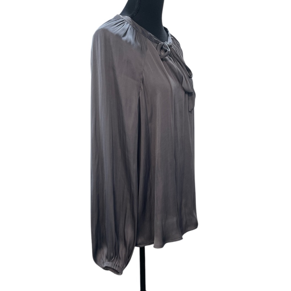 Torrid Gray Tie Front Long Sleeve Blouse - Picture 2 of 5